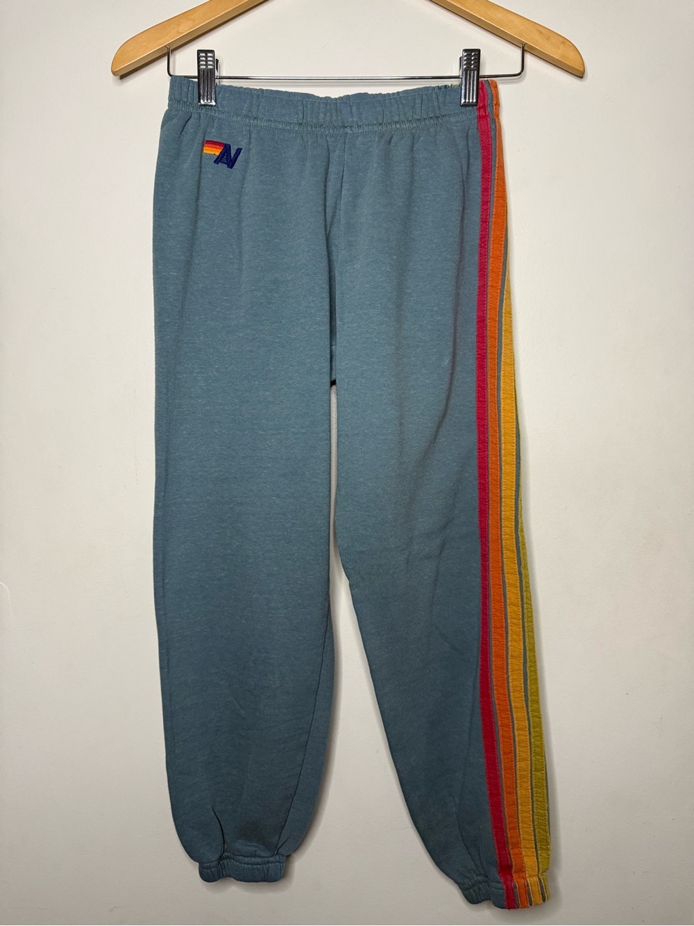 Aviator Nation Foam Blue Joggers With Rainbow Stripe